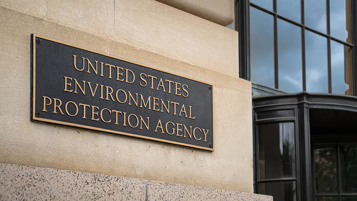 Plaque sign on the outside of the United States Environmental Protection Agency 