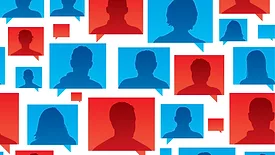 USA election voters in red and blue to represent democrats and republicans