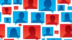 USA election voters in red and blue to represent democrats and republicans