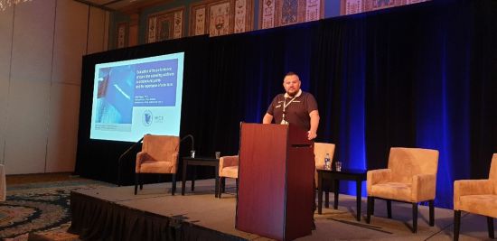 Artur Palasz, technical director of Spektrochem, during a presentation at WCS 2023 in Las Vegas. 