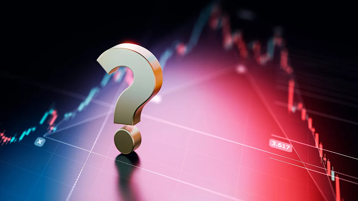  Question mark over bar graph background