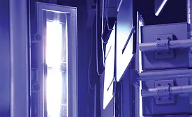 Powder coating curing oven in a production facility