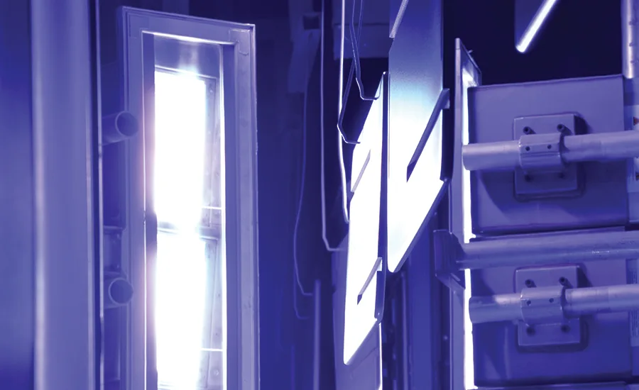 Powder coating curing oven in a production facility
