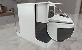 Coffee maker with close-up of coated surface finish