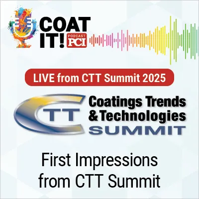 Coat It! Podcast logo with colorful sound wave rhythm; CTT logo with “Live from CTT Summit 2025” button and "Inside the CTT Summit Experience" headline