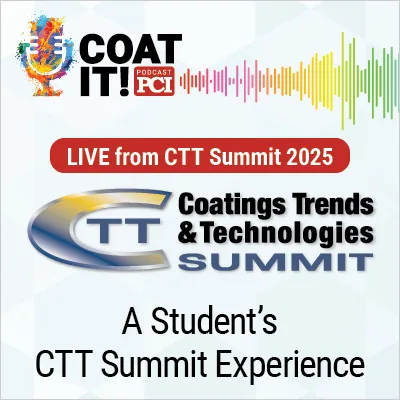 Coat It! Podcast logo with colorful sound wave rhythm; CTT logo with “Live from CTT Summit 2025” button and "Inside the CTT Summit Experience" headline