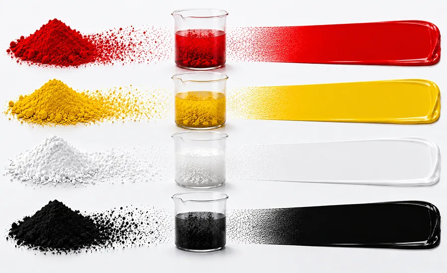 Pigment powders dispersed into colored coating formulations