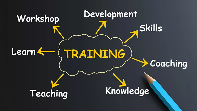 Training words on chalkboard