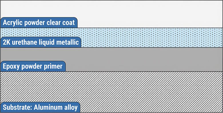 system approach example comprising both liquid and powder coatings