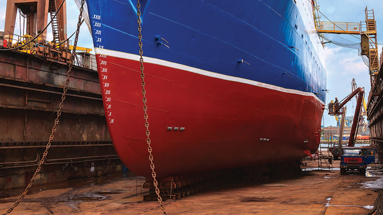 Ship in dry dock