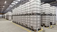 Close-up of IBC totes in a warehouse Close-up of IBC totes in a warehouse