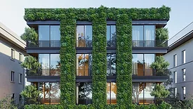 Eco-friendly modern building with Plants and vertical garden