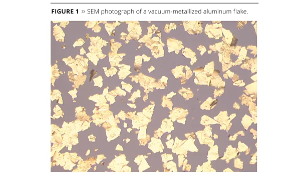 SEM photograph of a vacuum metallized aluminum flake