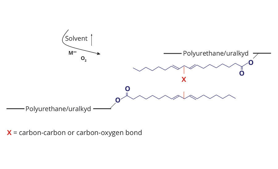 FIGURE 1 » Solventborne OMU crosslinked film formation.