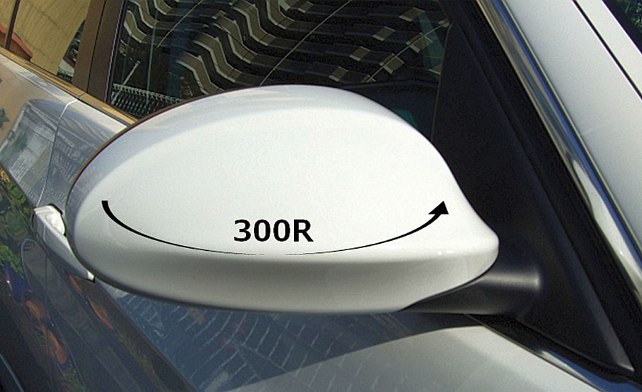 Example of curvature on car parts. Its typical rounding shape is R 300 mm