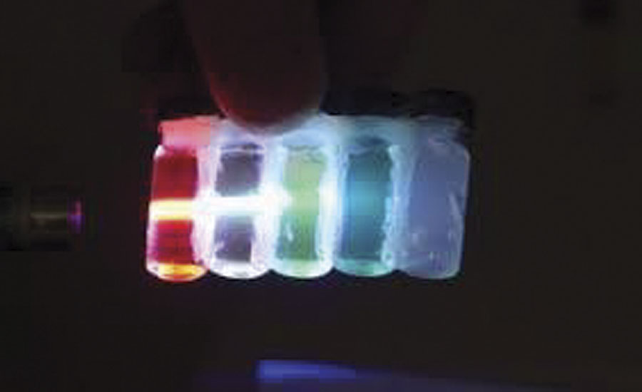 Organic LEDs can provide an electrical stimulus across a junction of material that can create a transmission of light at a specifically programmed wavelength (or color)
