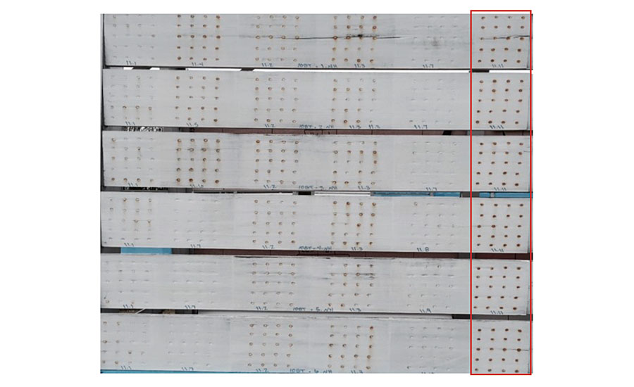 Nail head substrate after 4 years on exposure with and without primer