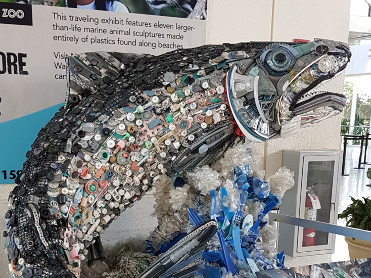 sculpture made of ocean pollution