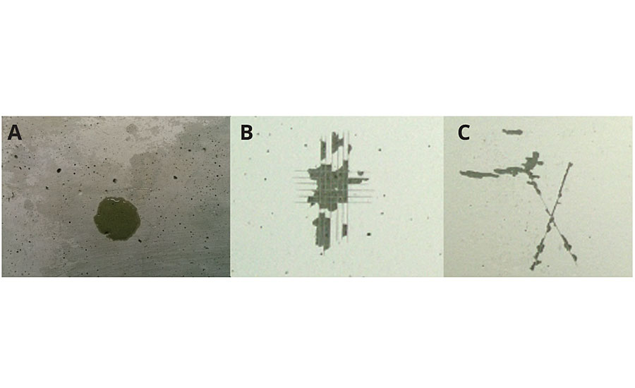 Absorption of water on concrete substrate