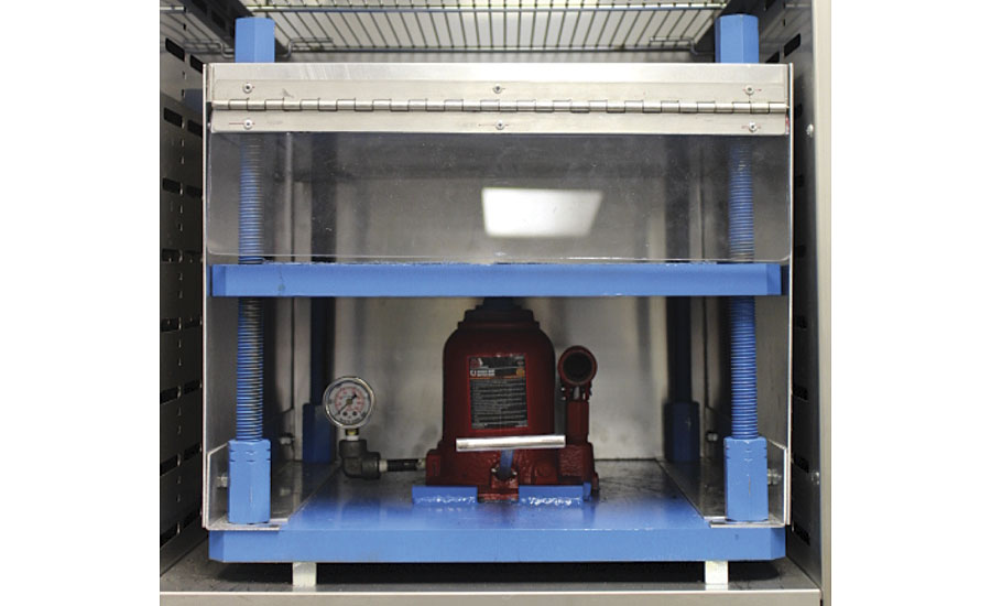 Hydraulic press used for new hot tire pick-up testing