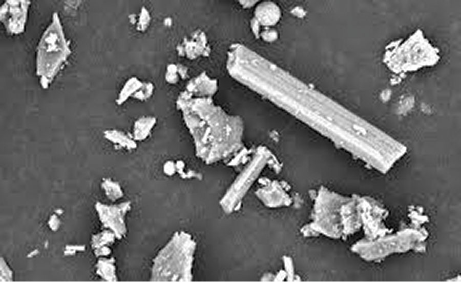 Crystalline silica in a calcium carbonate sample.