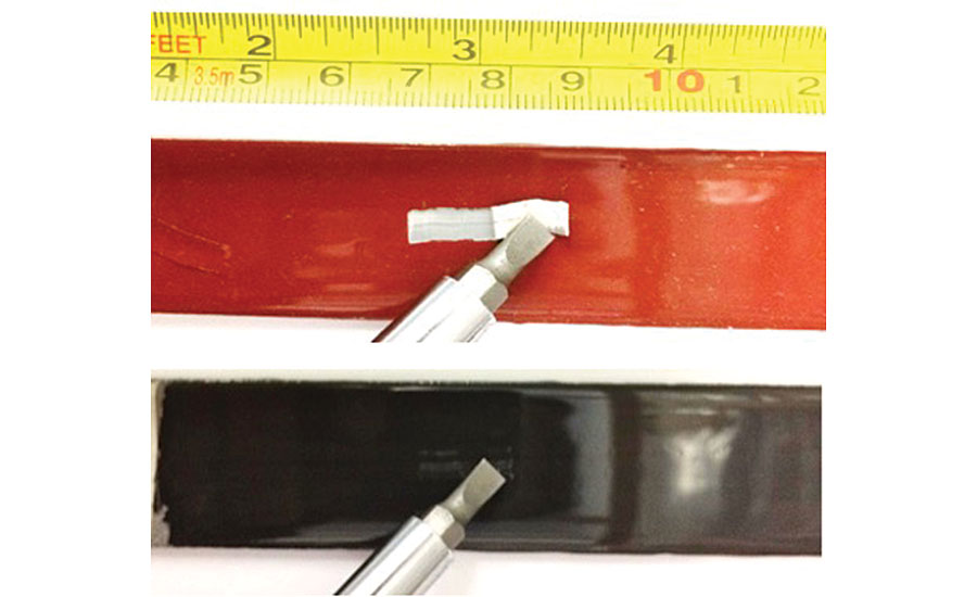 Scratch resistance of soft and hard foul-release coatings.