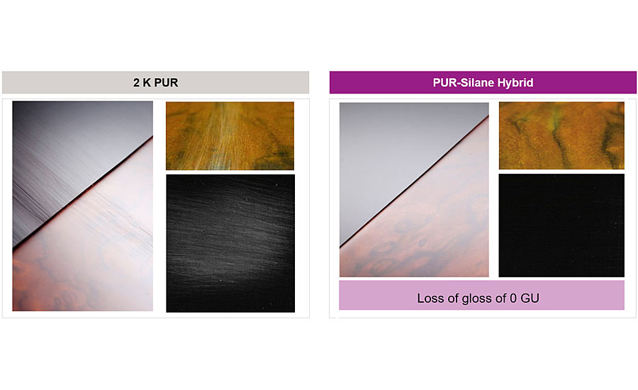 Outstanding scratch resistance for coating surface after 10 double rubs with polishing paper (force ~ 1kg).