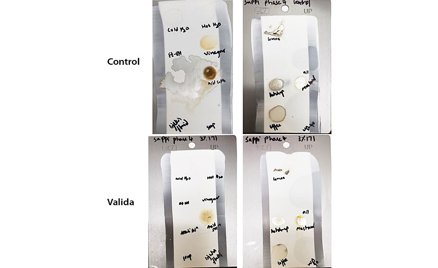 Stain resistance test.