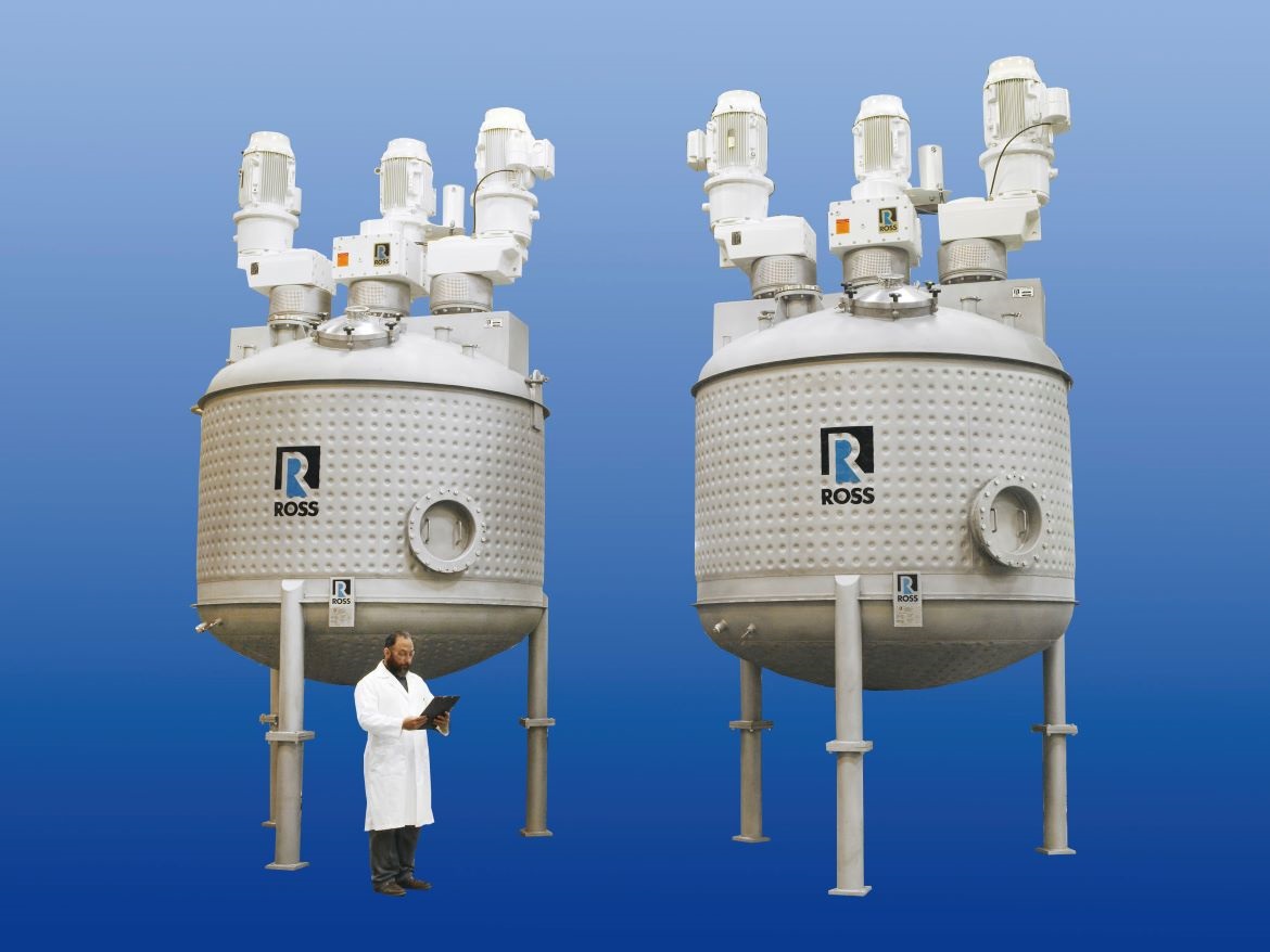 ross 3000-gallon multi-shaft mixers