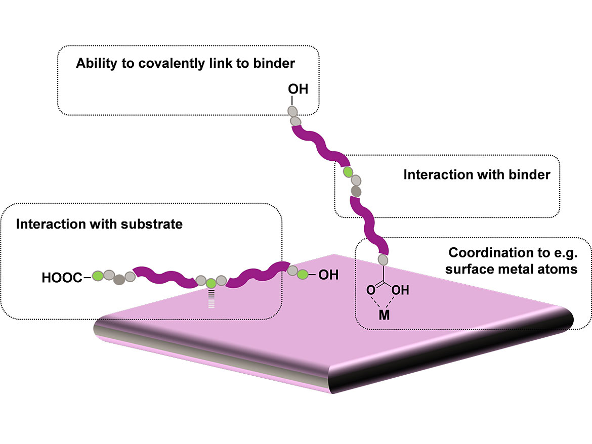Schematic representation of the possible adhesion mechanisms in the polyester-based adhesion promoters (PEAPs).