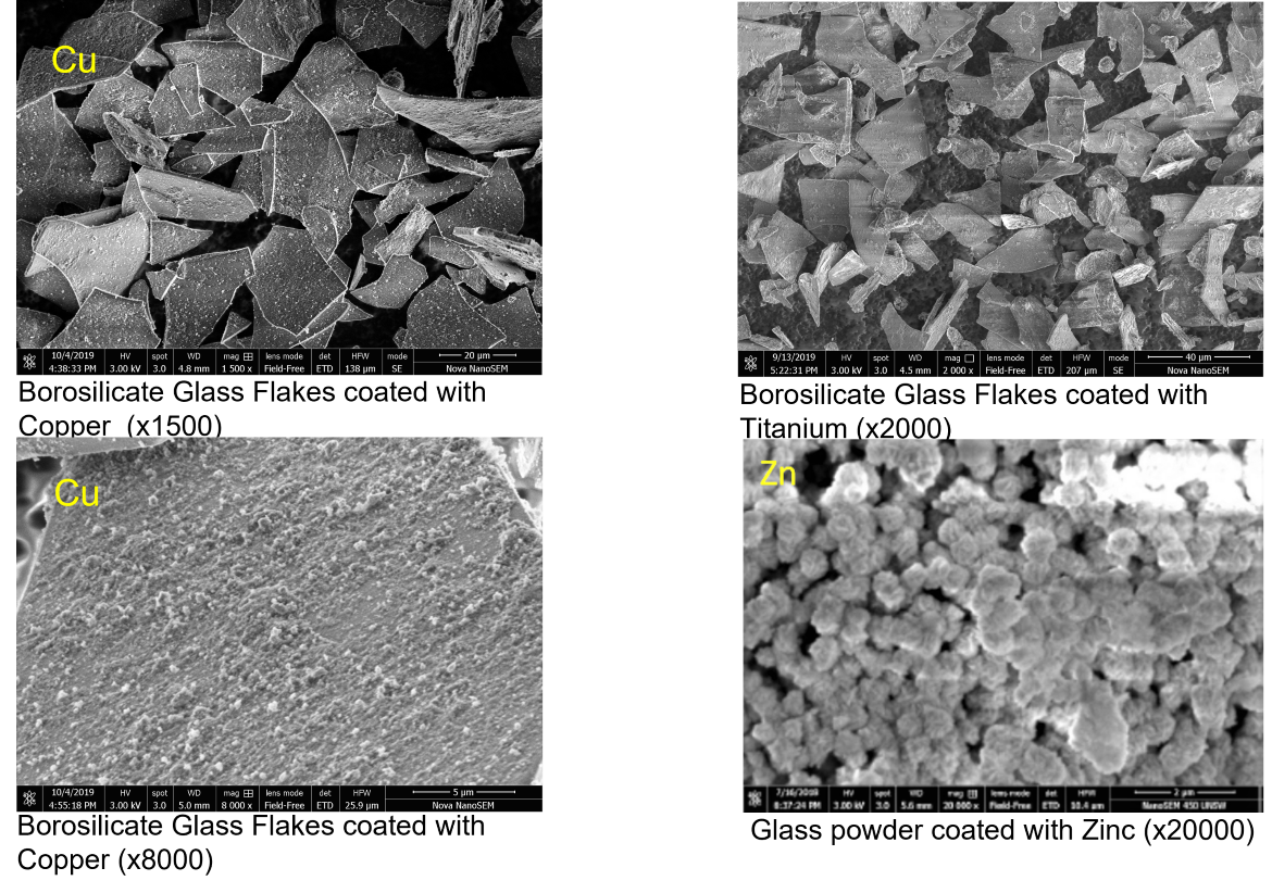 SEM micrographs of various coated substrates.