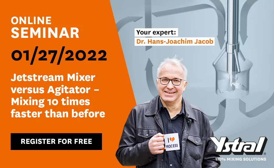 Free Online Seminar: Jetstream Mixer vs. Agitator - Mixing 10 Times Faster Than Before
