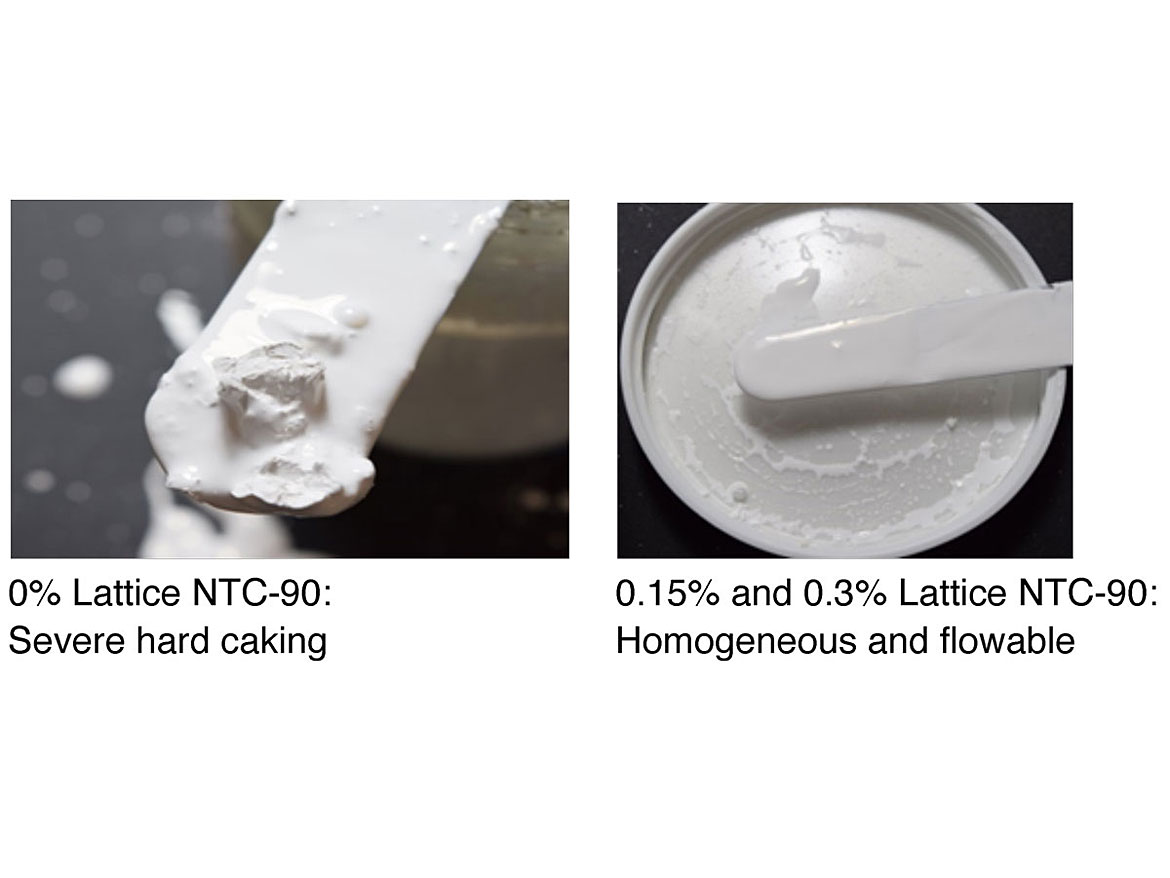 Sample dispersions from the bottom of containers after 2 weeks at 54 °C.