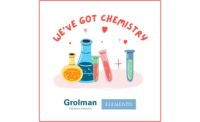 image of lab beakers and test tubes with hearts. text reads "we've got chemistry"
