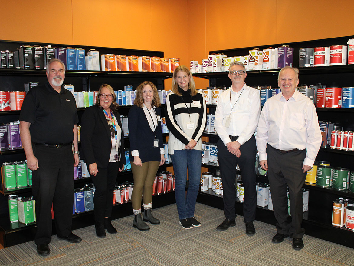 At the Troy, MI R&D Center. From left to right, John Eubanks, Sue Jaszkowski, Courtney Bassett, Kristin Johansson, Angus Findlay, and Alex Yahkind.