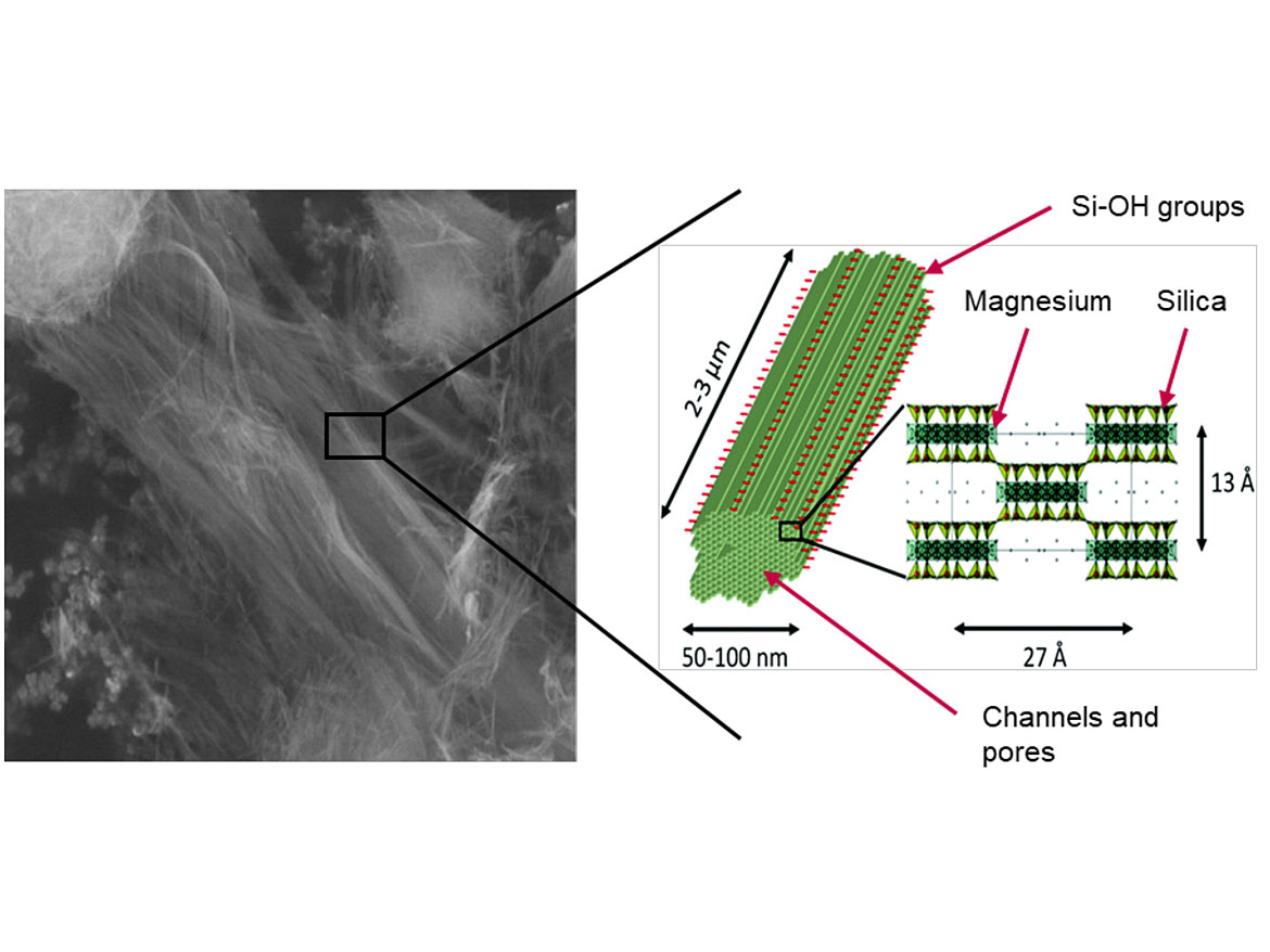 Structure of ribbon polysilicates dispersed in water.