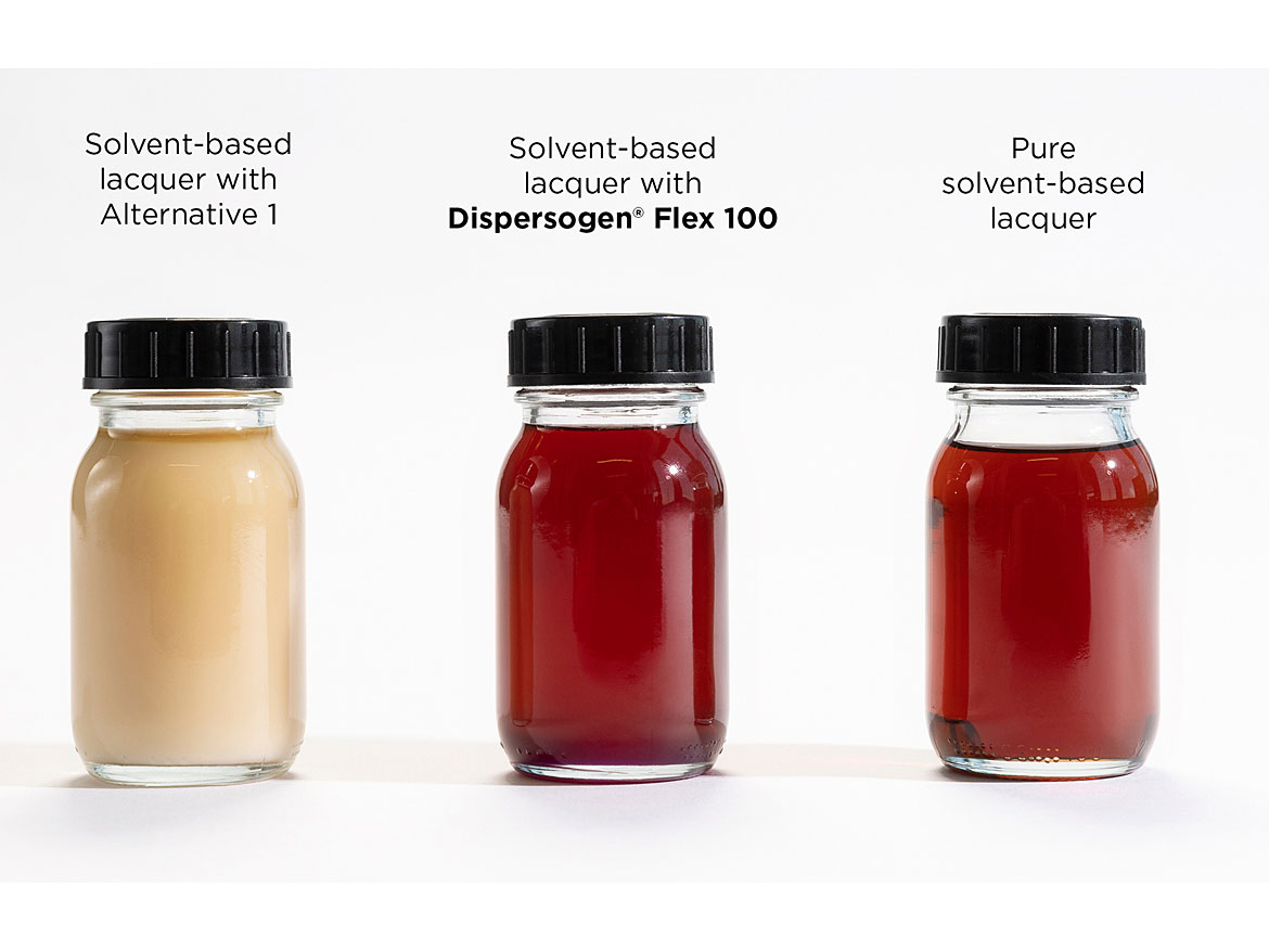 Compatibility test between dispersing agents and solvent-based systems.