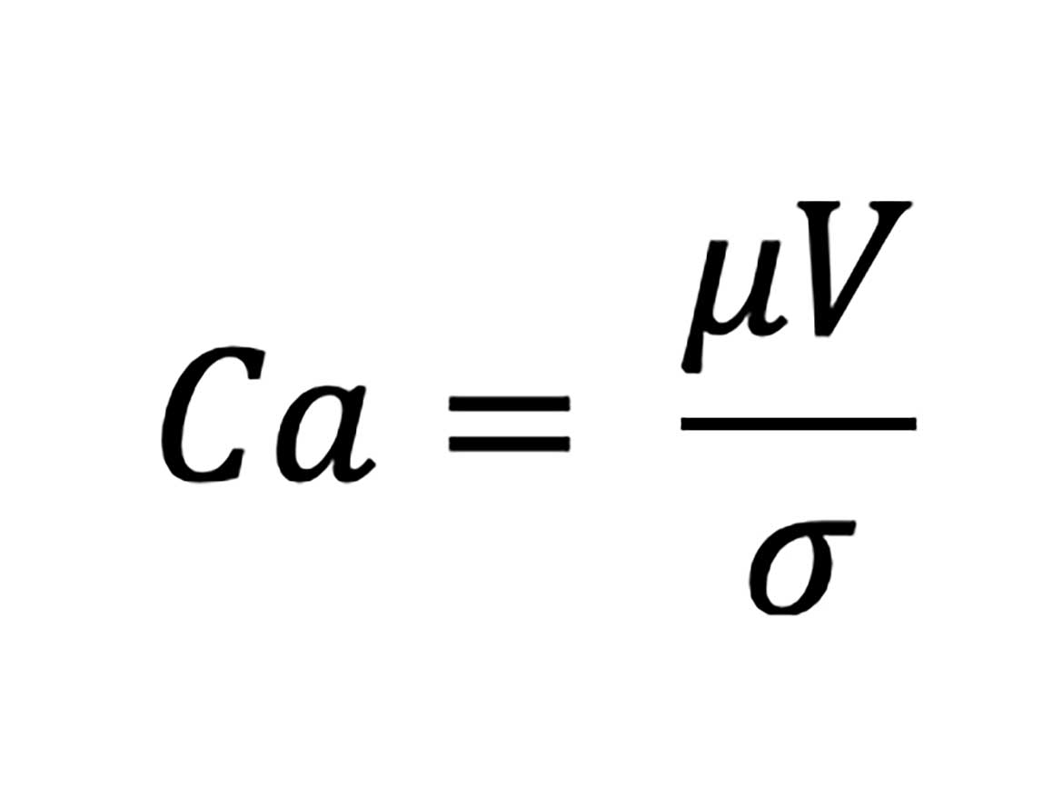 The capillary number is defined as shown in the equation