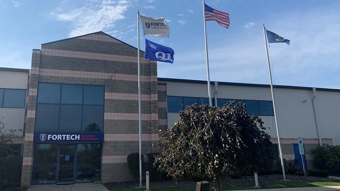 Exterior of Fortech Products’ facility in Brighton, Michigan.