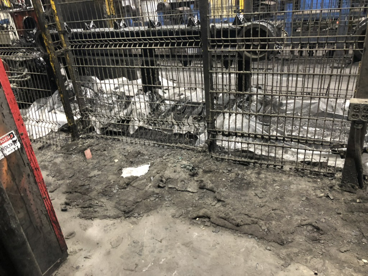 Water-based coating mess.