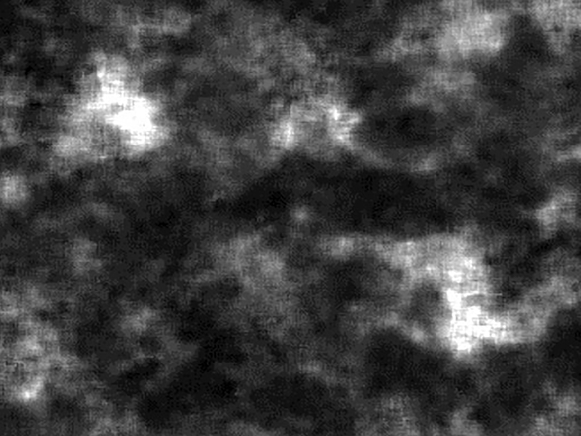 Viewing only the Ti element (effectively TiO₂) shows how flocculated and poorly dispersed the TiO₂ is.