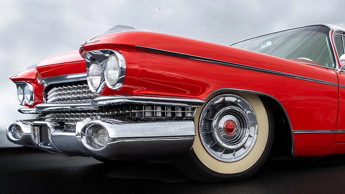 Side view of shiny classic American car