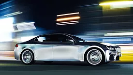 Urban view from side of fast moving car