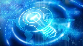 Light bulb animation for bight ideas concept with technology and distribution represented