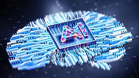 Artificial Intelligence Brain Processor. AI Chip Technology Concept.