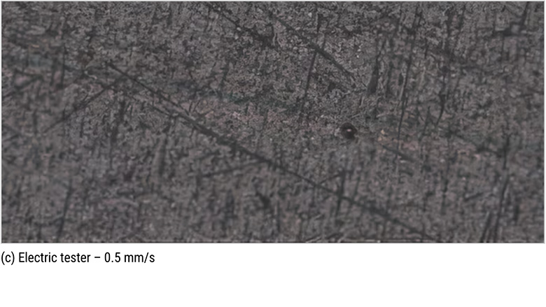 Microscopic results of pencil hardness (F)