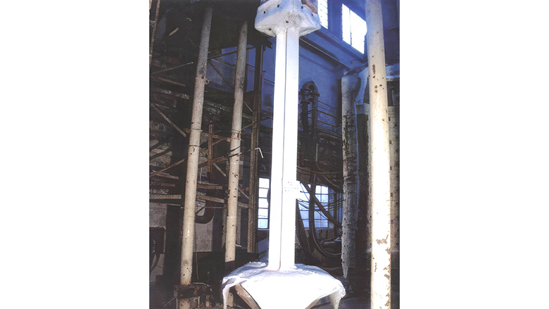 Loaded column before fire testing.