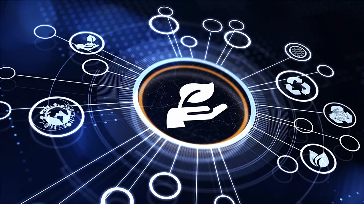 ESG Environmental Social Governance concept. Technology, Internet and network concept.