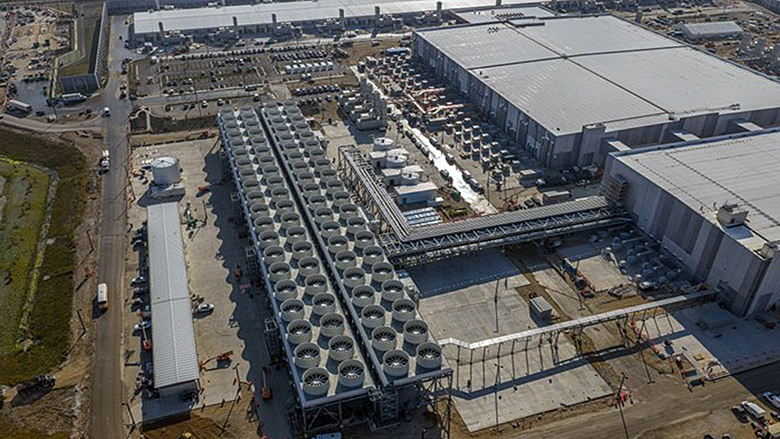 Aerial view of Microsoft’s new AI datacenter campus in Mt. Pleasant, WI.