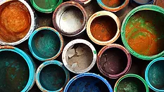 Dried up paint for recycling